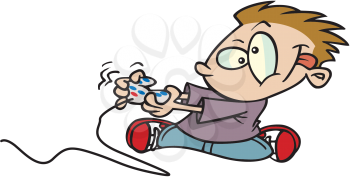 Royalty Free Clipart Image of a Boy With a Gamepad