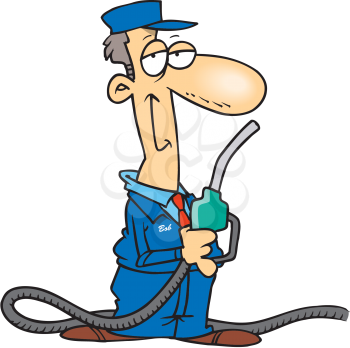 Royalty Free Clipart Image of a Man Pumping Gas