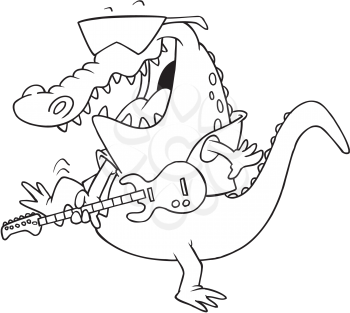 Royalty Free Clipart Image of an Alligator With a Guitar