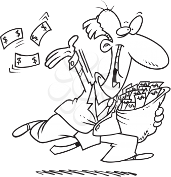 Royalty Free Clipart Image of a Man Throwing Money