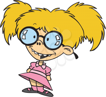 Royalty Free Clipart Image of a Little Girl With Big Glasses