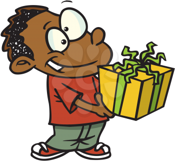 Royalty Free Clipart Image of a Child With a Present