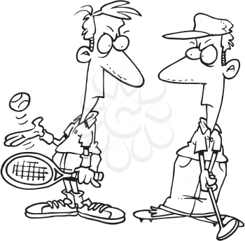 Royalty Free Clipart Image of a Tennis Player and a Golf Player