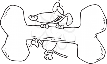 Royalty Free Clipart Image of a Dog With a Big Bone