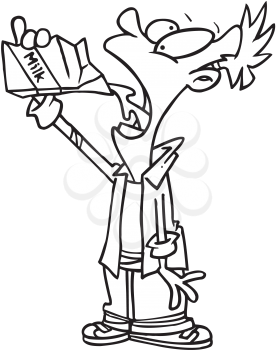 Royalty Free Clipart Image of a Boy Drinking Milk Out of the Carton