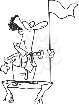 Royalty Free Clipart Image of a Man Holding a Flag