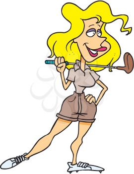 Royalty Free Clipart Image of a Woman Golfing
