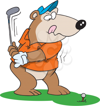 Royalty Free Clipart Image of a Bear Golfing