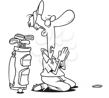 Royalty Free Clipart Image of a Golfer Praying