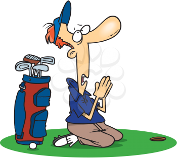 Royalty Free Clipart Image of a Praying Golfer