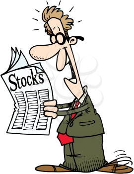 Royalty Free Clipart Image of a Man Reading the Stock Market Pages