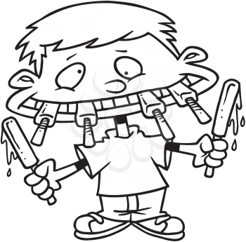 Royalty Free Clipart Image of a Boy With Popsicles