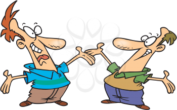 Royalty Free Clipart Image of Two Men Greeting