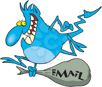 Royalty Free Clipart Image of a Gremlin With E-Mail