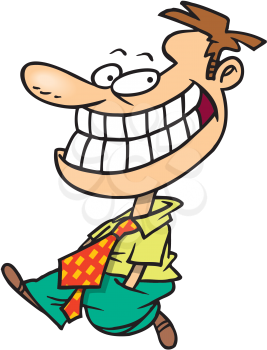 Royalty Free Clipart Image of a Man Wearing a Huge Grin