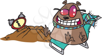 Royalty Free Clipart Image of a Groundhog in a Deck Chair