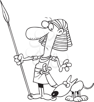 Royalty Free Clipart Image of a Guard With a Dog