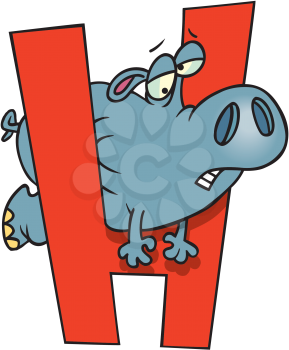 Royalty Free Clipart Image of a Hippo on an H