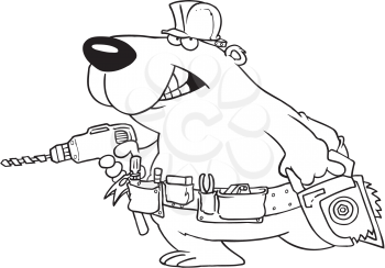 Royalty Free Clipart Image of a Bear With Tools