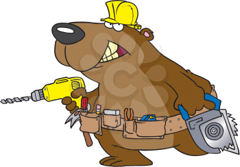 Royalty Free Clipart Image of a Bear With Tools