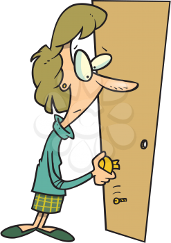 Royalty Free Clipart Image of a Handle Coming Off a Door