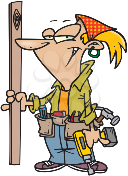 Royalty Free Clipart Image of a Woman With Tools