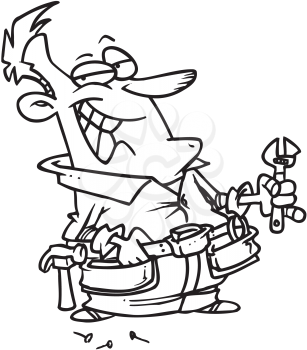 Royalty Free Clipart Image of a Man With a Toolbelt