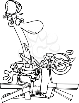 Royalty Free Clipart Image of a Man With a Power Saw