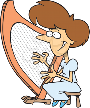 Royalty Free Clipart Image of a Harpist