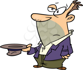 Royalty Free Clipart Image of a
Man With Hat in Hand Asking For Money
