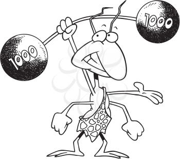 Royalty Free Clipart Image of an Ant Lifting Weights