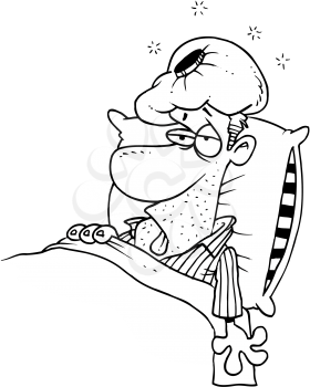 Royalty Free Clipart Image of a Sick Man