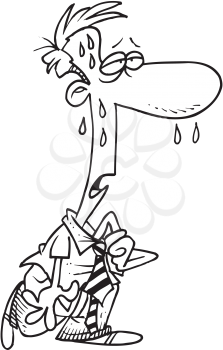 Royalty Free Clipart Image of a Sweating Man