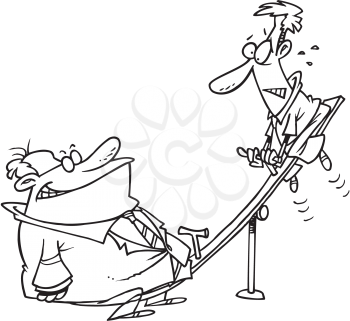 Royalty Free Clipart Image of Two Men on a Teeter-Totter