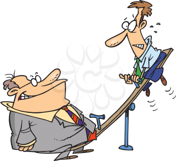Royalty Free Clipart Image of Two Men on a Teeter-Totter