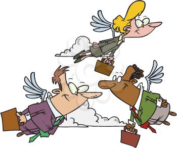 Royalty Free Clipart Image of a Businesspeople With Wings