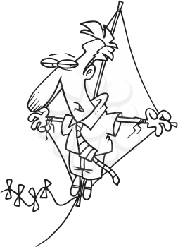 Royalty Free Clipart Image of a Man Strapped to a Kite