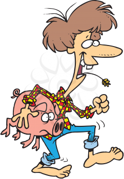Royalty Free Clipart Image of a Hillbilly With a Pig