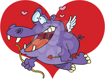 Royalty Free Clipart Image of a Hippo Cupid