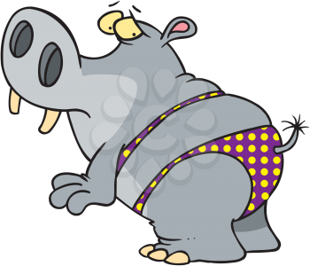 Royalty Free Clipart Image of a Hippopotamus in a Bikini