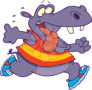 Royalty Free Clipart Image of a Running Hippo