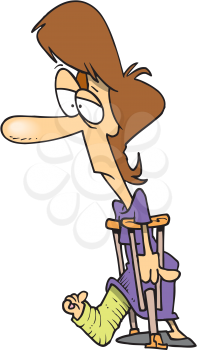 Royalty Free Clipart Image of a Woman With a Broken Leg