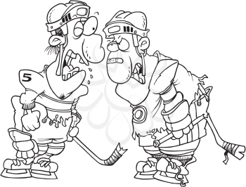Royalty Free Clipart Image of Hockey Players Arguing