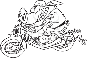Royalty Free Clipart Image of a Hog on a Motorcycle