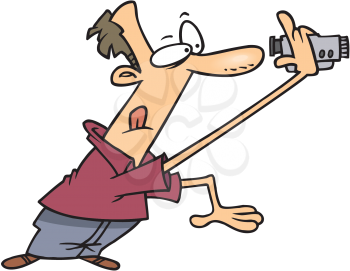 Royalty Free Clipart Image of a Man Shooting a Video