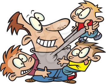 Royalty Free Clipart Image of a Father and His Sons