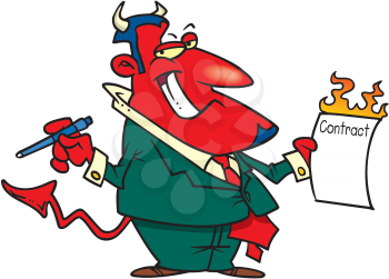 Royalty Free Clipart Image of a Devil With a Contract
