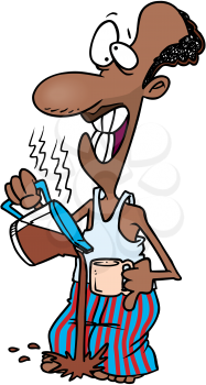 Royalty Free Clipart Image of a Man Spilling Coffee