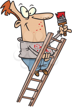 Royalty Free Clipart Image of a Painter on a Ladder