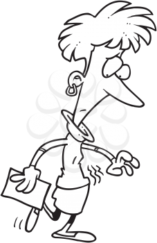 Royalty Free Clipart Image of a Woman With a Grumbling Stomach